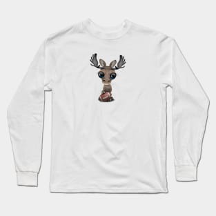 Cute Baby Moose Playing With Football Long Sleeve T-Shirt